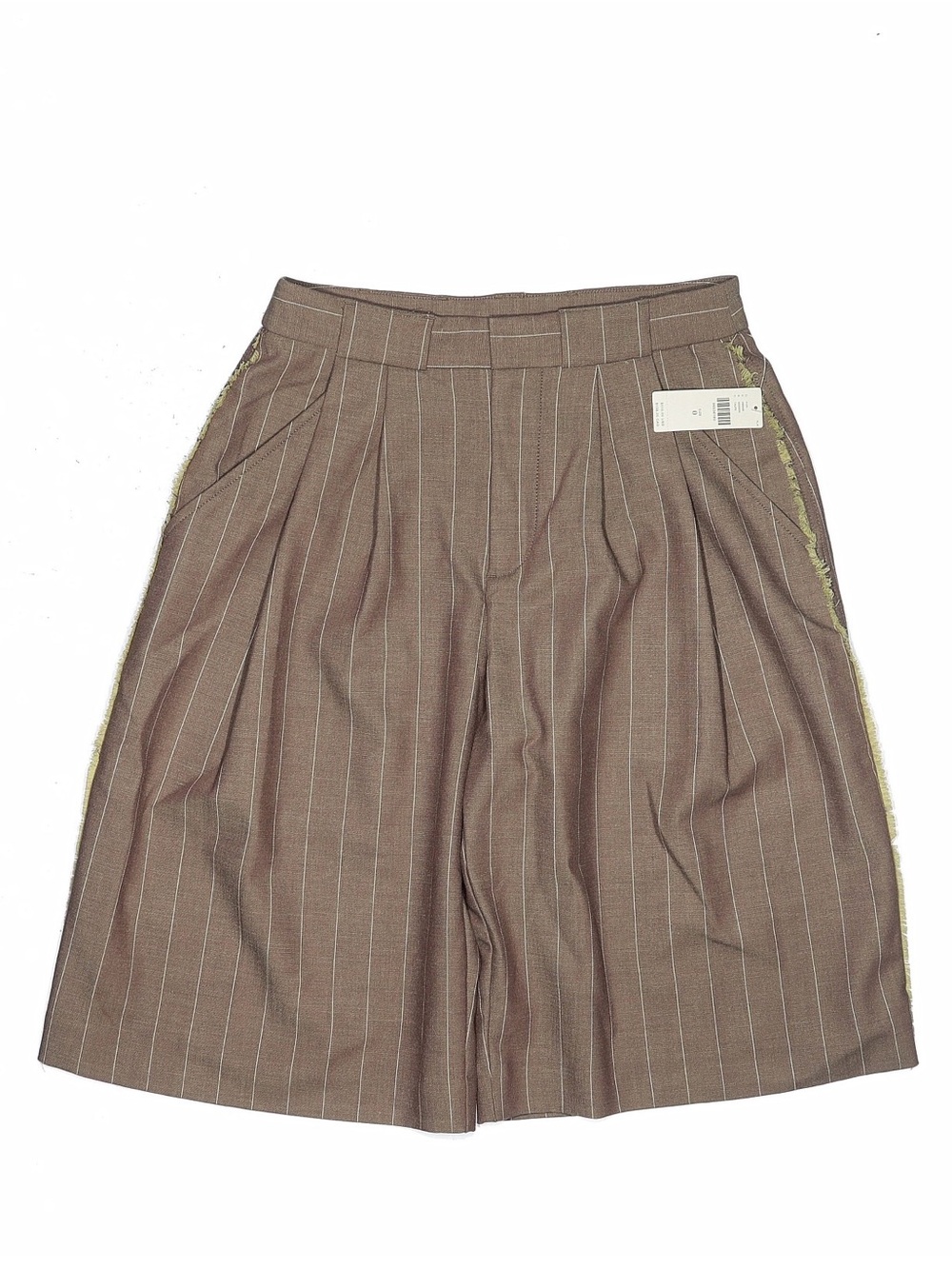 Anthropologie Brown Pinstripe Pleated Bermuda Shorts